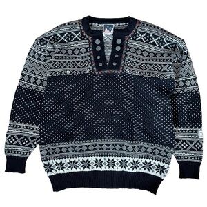 Dale of Norway Pure New Wool Nordic Sweater, Button Placket, Size Small
